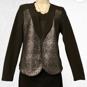 : : Formal Glitter Metallic Crop Jacket : :